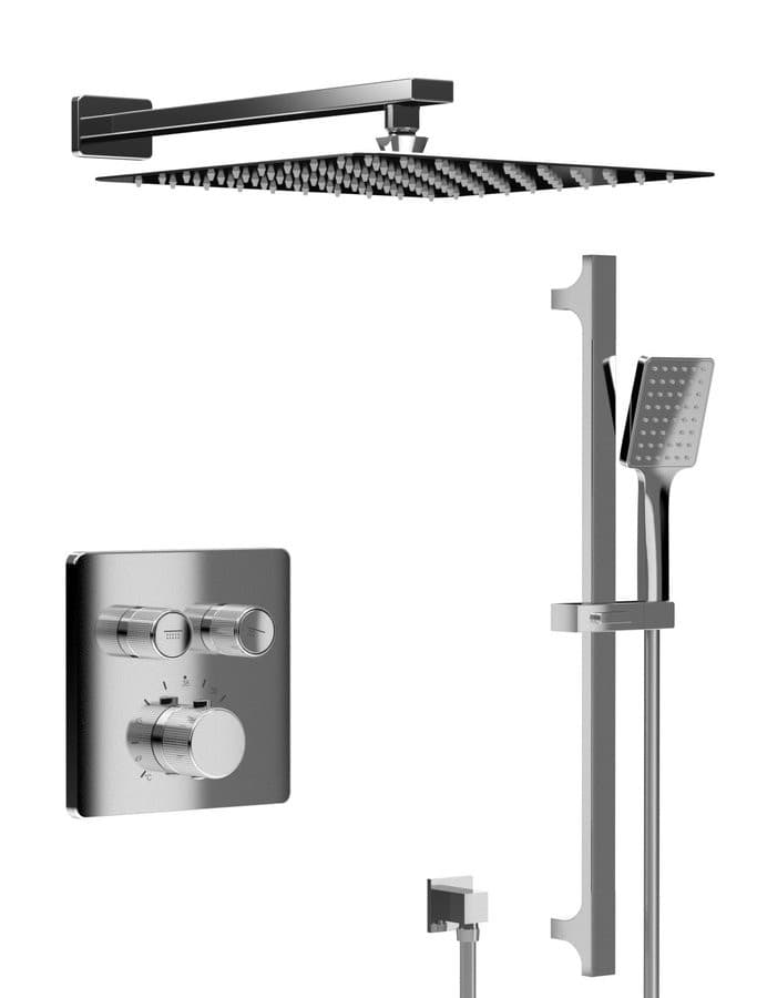 SMART SELECT zestaw prysznicowy podtynkowy z baterią termostatyczną, 2 wyjścia, przesuwny uchwyt prysznicowy, chrom