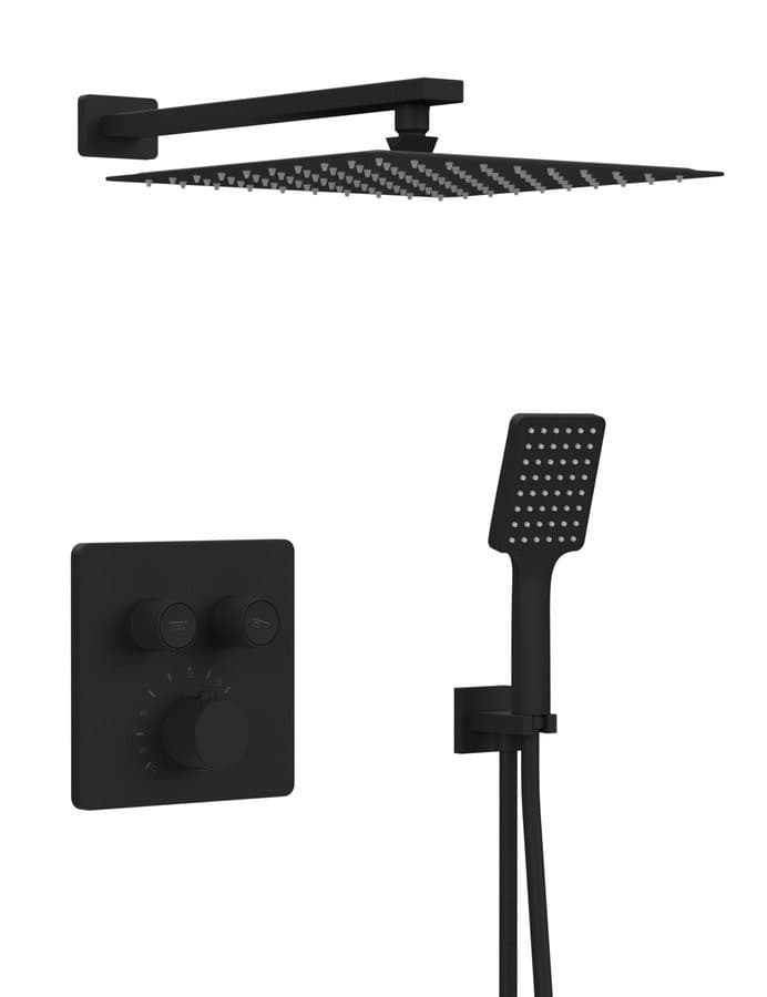 SMART SELECT zestaw prysznicowy podtynkowy termostatyczny, 2 wyjścia, przyłącze kątowe, czarny mat