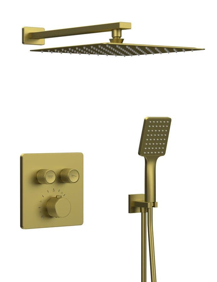 SMART SELECT zestaw prysznicowy podtynkowy termostatyczny, 2 wyjścia, przyłacze kątowe, złoty mat
