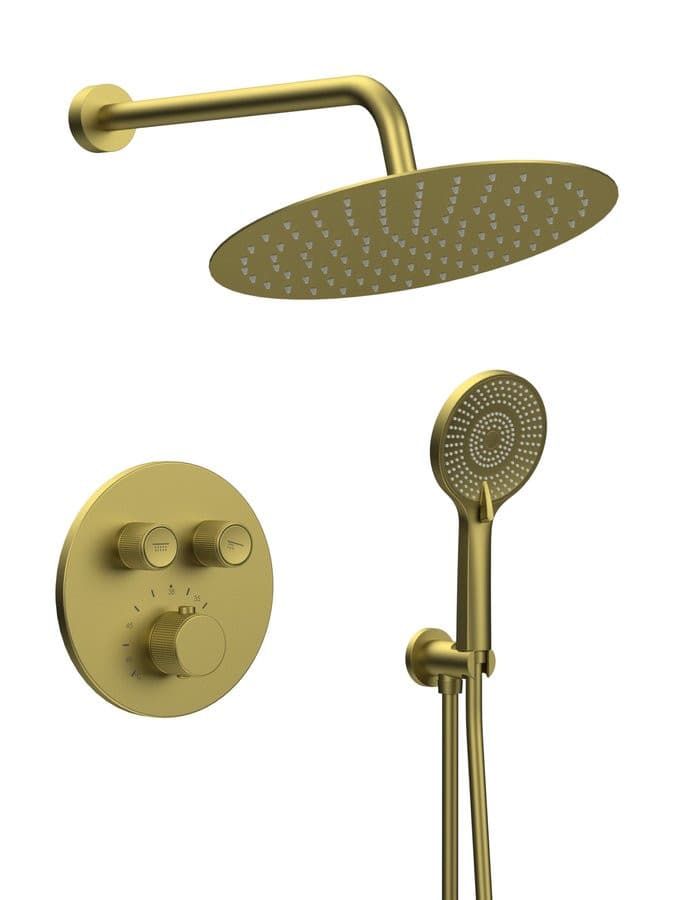 SMART SELECT zestaw prysznicowy podtynkowy termostatyczny, 2 wyjścia, przyłącze katowe, złoty mat