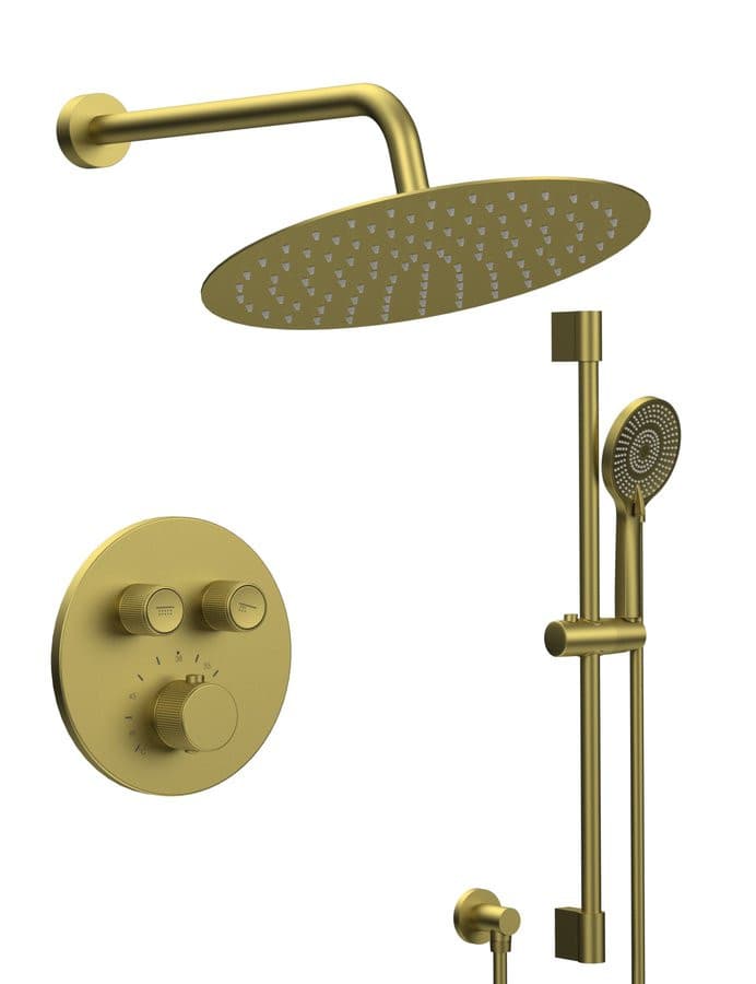 SMART SELECT zestaw prysznicowy podtynkowy z baterią termostatyczną, 2 wyjścia, przesuwny uchwyt prysznicowy, złoty mat