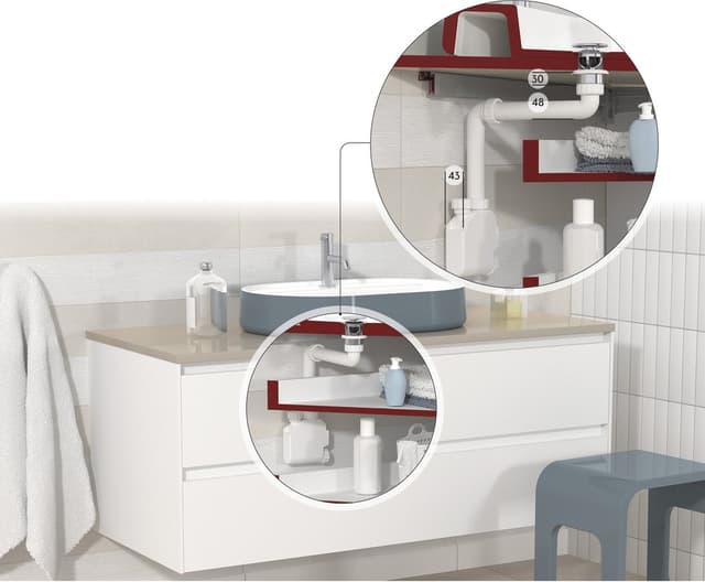 SQUID syfon umywalkowy oszczędzający miejsce, 5/4", korek 32mm, biały