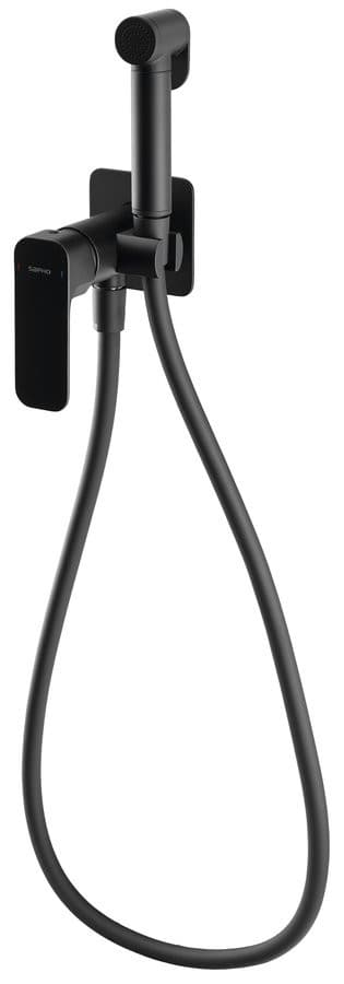 SPY bateria bidetowa podtynkowa ze słuchawką i wężem, czarny mat