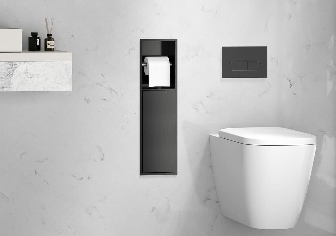 DENBO podtynkowy uchwyt na papier toaletowy, 600x170mm, stal nierdzewna, gun metal