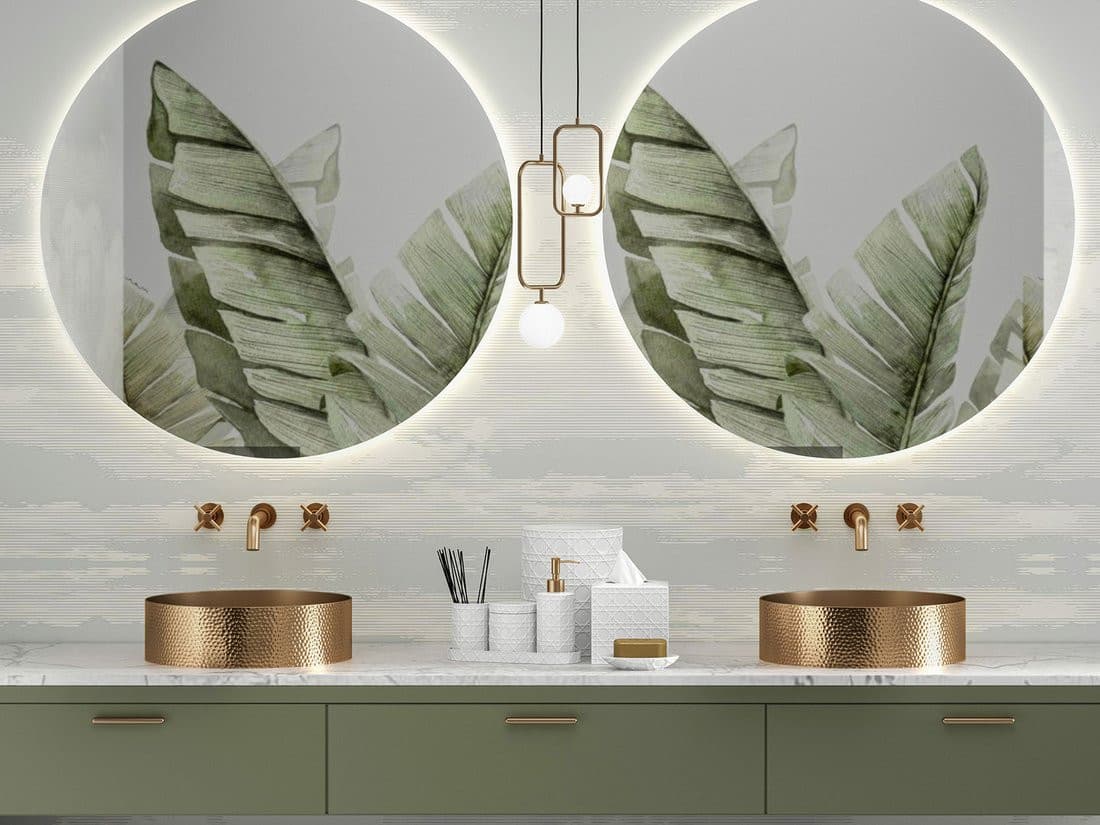 AURUM umywalka ze stali nierdzewnej na blat, średnica 38cm, z odpływem, kuty kov, miedź mat