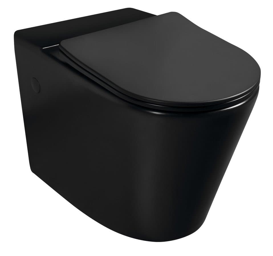 Kombi miska WC, Rimless, 61x38cm, odpływ dolny/tylny, czarny mat