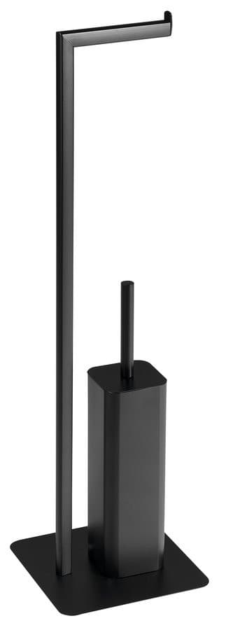 FELIX  wieszak na papier toaletowy, szczotką toaletową, kwadratowy, czarny mat