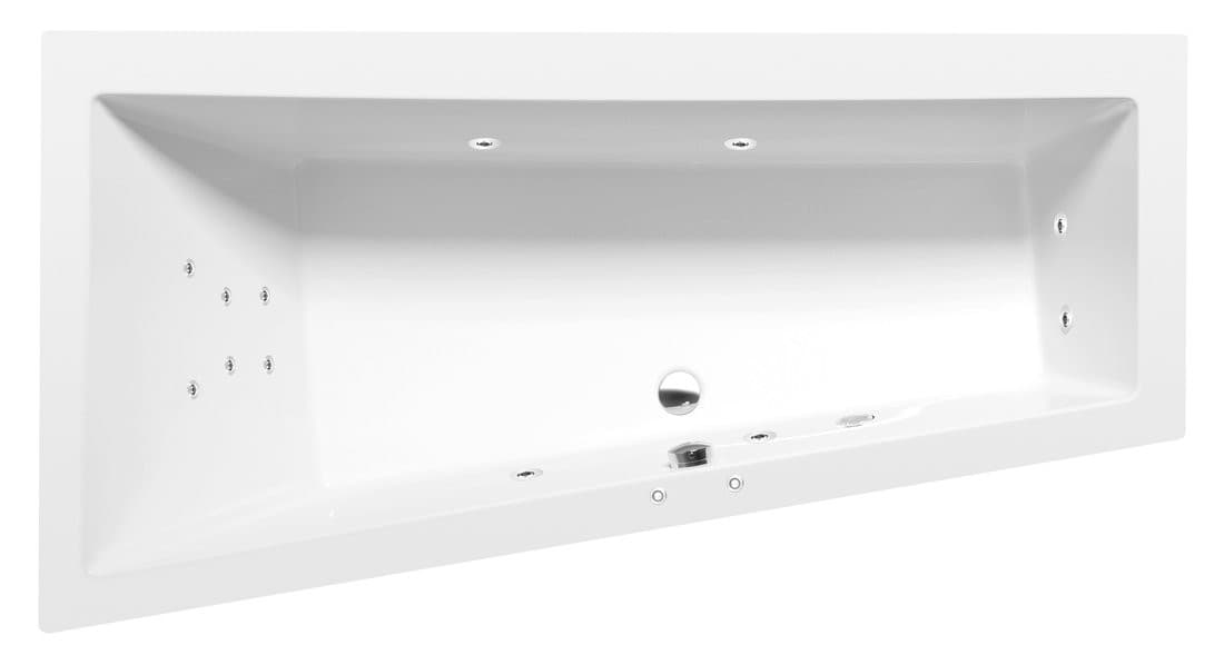 ANDRA L wanna z hydromasażem, 170x90x45cm, Attraction Hydro, chrom
