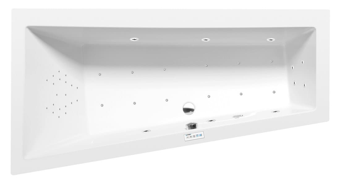 ANDRA L wanna z hydromasażem, 180x90x45cm, Highline Hydro-Air, chrom