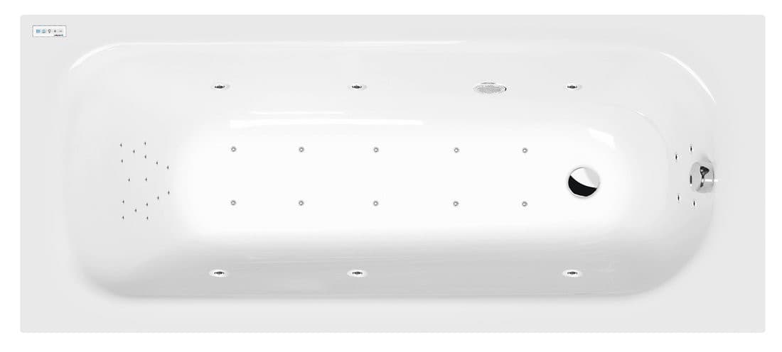 EBRO wanna z hydromasażem, 170x75x39cm, Highline Hydro-Air, chrom