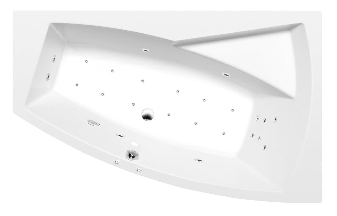 EVIA R wanna z hydromasażem, 160x100x47cm, Attraction Hydro-Air, chrom
