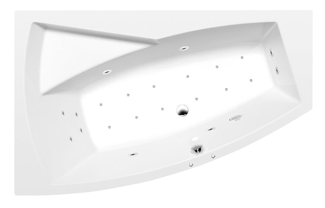 EVIA L wanna z hydromasażem, 170x100x47cm, Active Hydro-Air, chrom