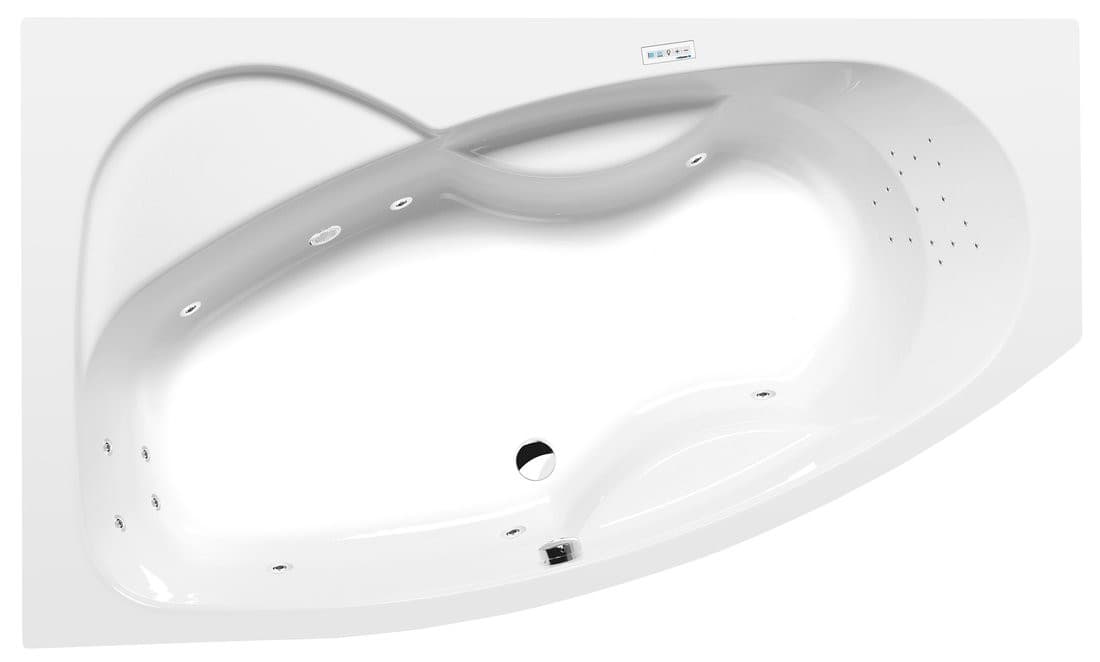 MAMBA L wanna z hydromasażem, 160x95x44cm, Highline Hydro-Air, chrom