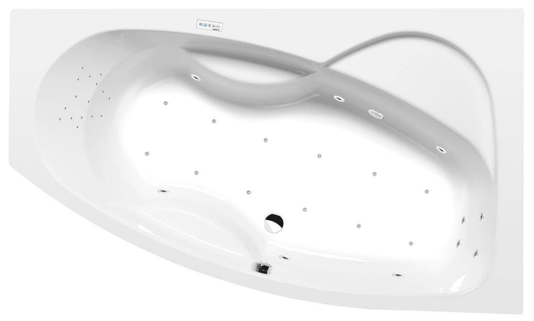 MAMBA R wanna z hydromasażem, 160x95x44cm, Highline Hydro-Air, chrom