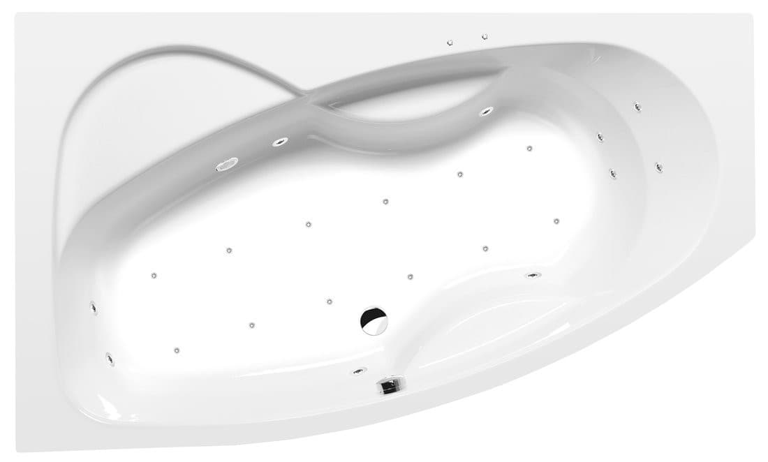 MAMBA L wanna z hydromasażem, 170x100x44cm, Active Hydro-Air, chrom