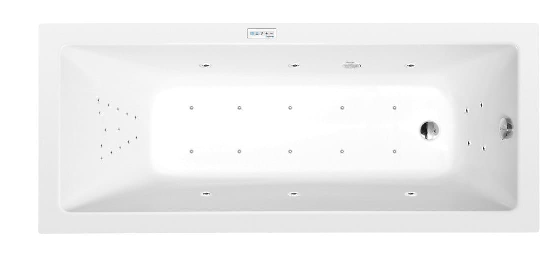 NOEMI wanna z hydromasażem, 170x70x39cm, Highline Hydro-Air, chrom