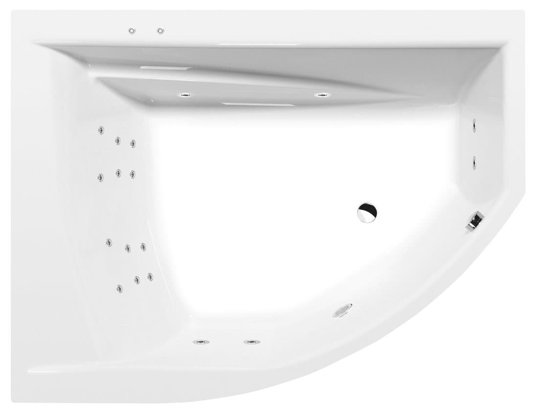 TANDEM L wanna z hydromasażem, 170x130x50cm, Attraction Hydro, chrom
