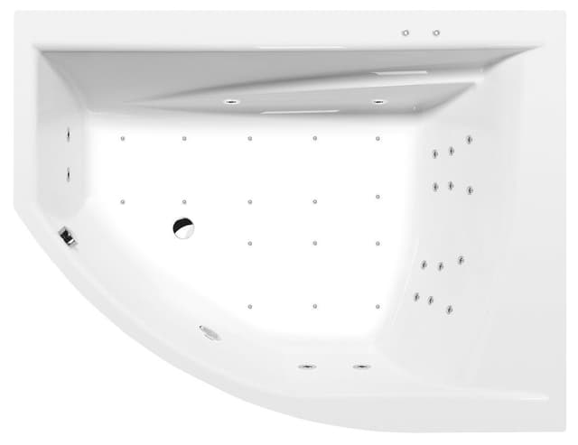 TANDEM R wanna z hydromasażem, 170x130x50cm, Attraction Hydro-Air, chrom