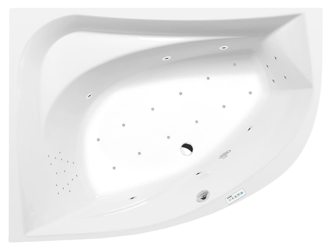 TANYA L wanna z hydromasażem, 160x120x49cm, Highline Hydro-Air, chrom