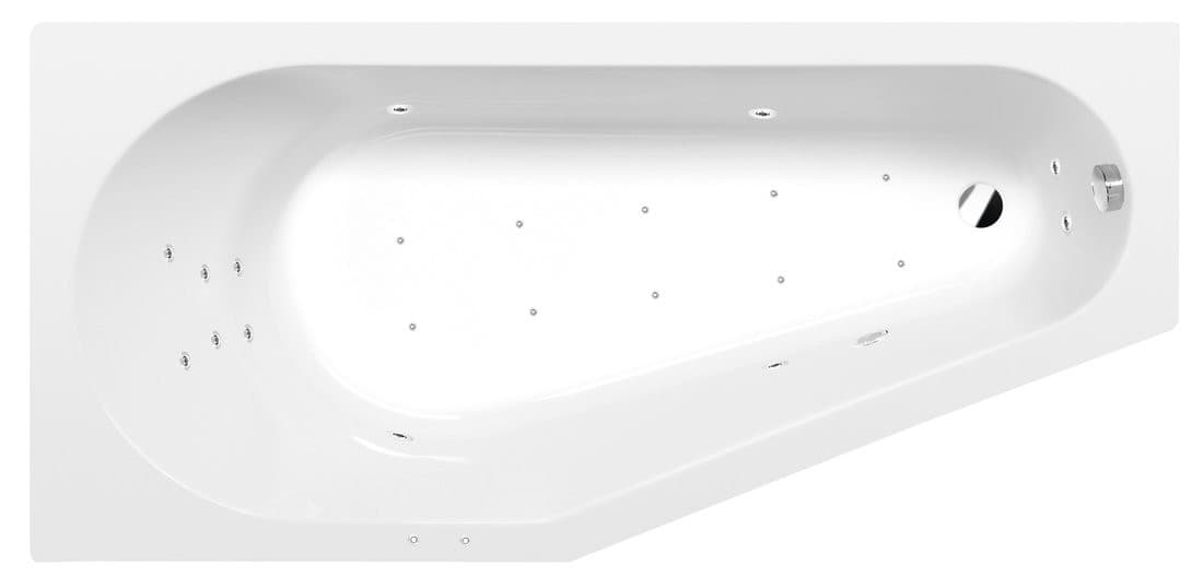 TIGRA L wanna z hydromasażem, 150x75x46cm, Attraction Hydro-Air, chrom