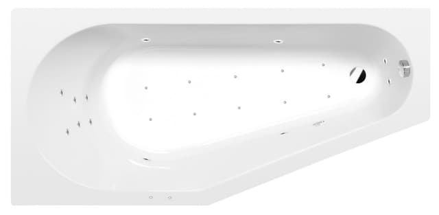 TIGRA L wanna z hydromasażem, 150x75x46cm, Attraction Hydro-Air, chrom