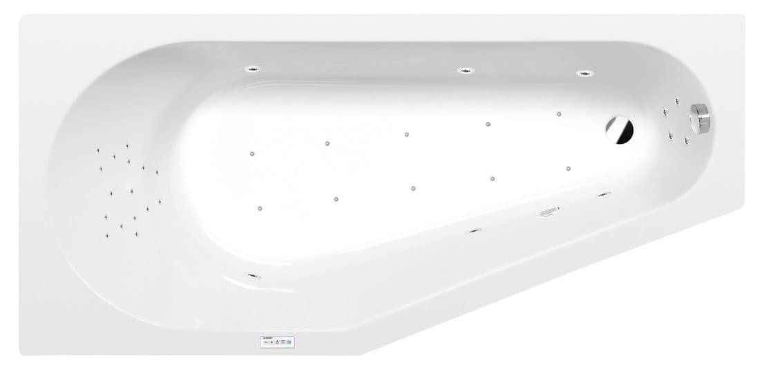 TIGRA L wanna z hydromasażem, 150x75x46cm, Highline Hydro-Air, chrom