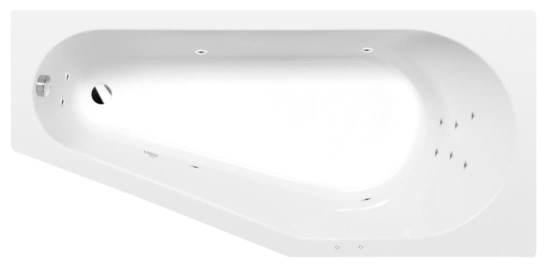 TIGRA R wanna z hydromasażem, 150x75x46cm, Attraction Hydro, chrom