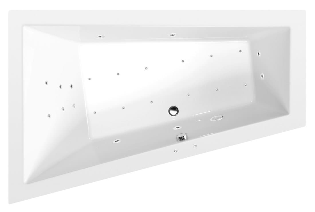 TRIANGL L wanna z hydromasażem, 180x120x50cm, Attraction Hydro-Air, chrom