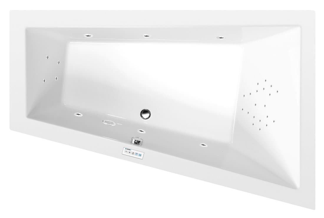 TRIANGL R wanna z hydromasażem, 180x120x50cm, Highline Hydro, chrom