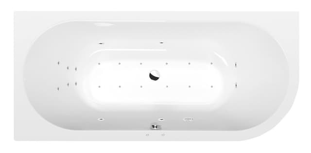 VIVA L wanna z hydromasażem, 185x80x47cm, Attraction Hydro-Air, chrom