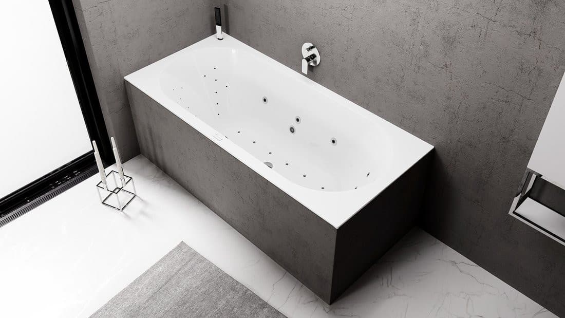 VIVA B wanna z hydromasażem, 185x80x47cm, Highline Hydro-Air, chrom