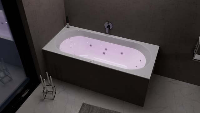 VIVA B wanna z hydromasażem, 185x80x47cm, Highline Hydro-Air, chrom