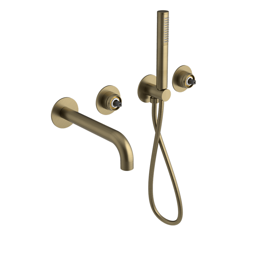 ULTRAMIX korpus baterii wannowej podtynkowej z wylewką i główką prysznicową, 2 wyjścia, złoto mat