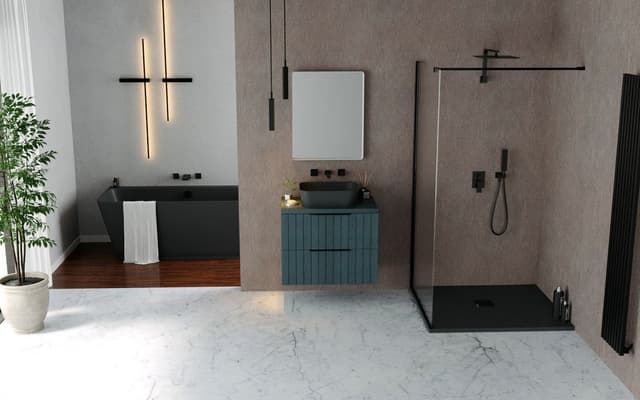 FLEXIA brodzik kompozytowy z możliwością docinania 150x90cm, antracyt mat