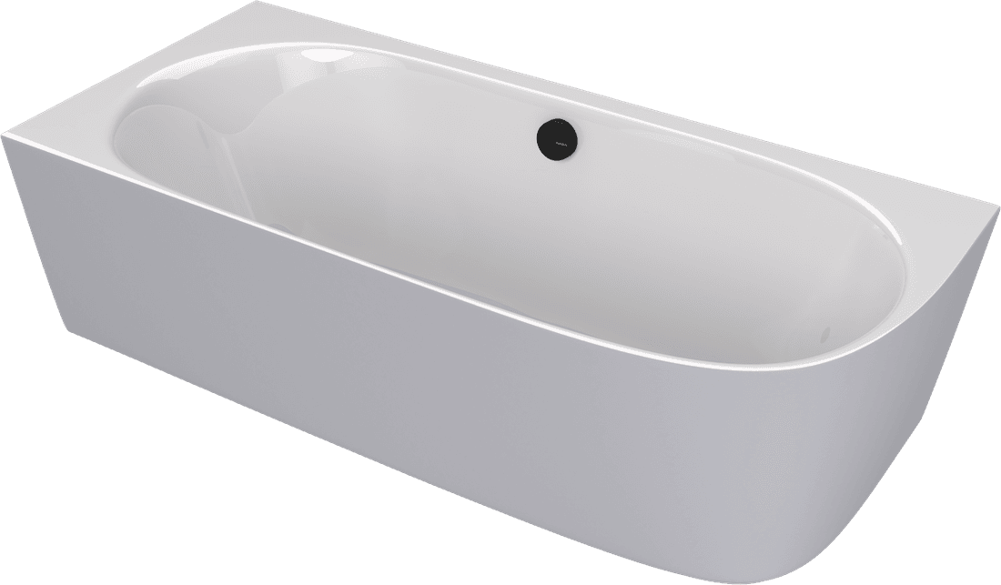 SUSSI L wanna przyścienna, narożna, kompozyt, 160x70x50cm, biały/szary mat