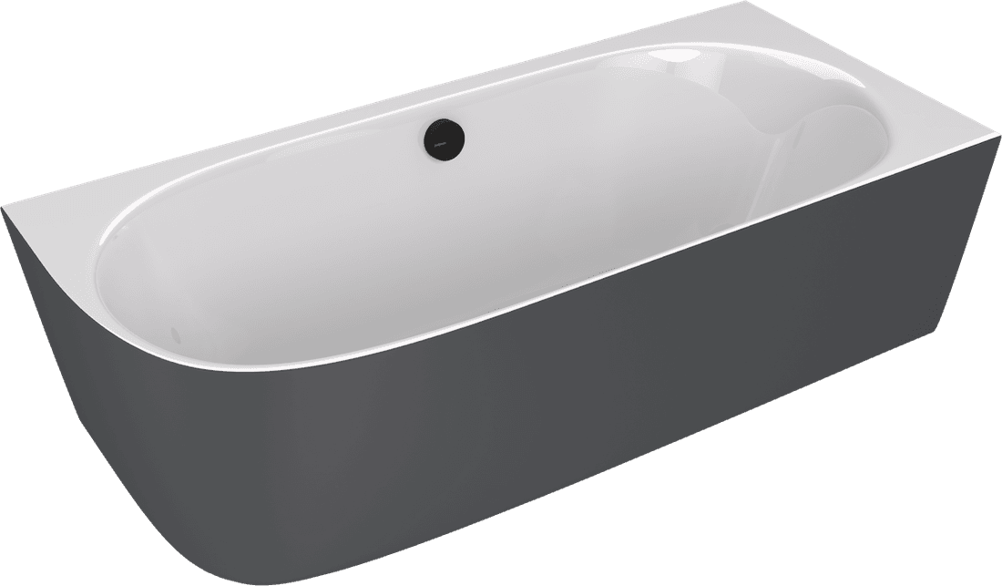 SUSSI R wanna przyścienna, narożna, kompozyt, 160x70x50cm, biały/antracyt mat