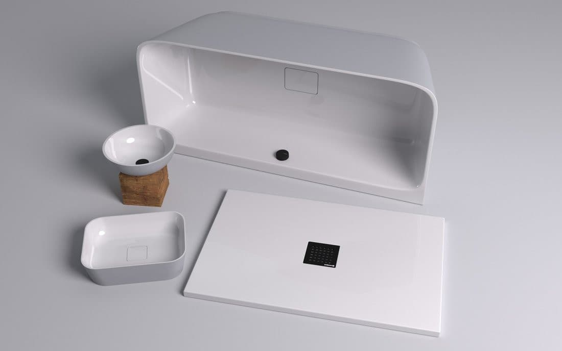 SKYLLA wanna wolnostojąca przyścienna 170x75x60cm, kompozyt, biały/szary mat