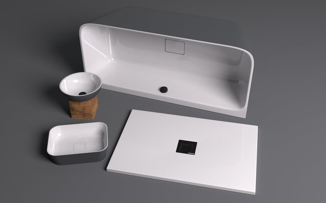 SKYLLA wanna wolnostojąca przyścienna 170x75x60cm, kompozyt, biały/antracyt mat