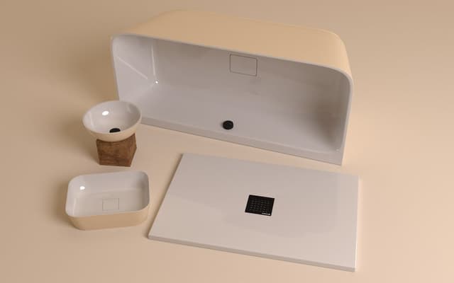 SKYLLA wanna wolnostojąca przyścienna 170x75x60cm, kompozyt, biały/beż mat