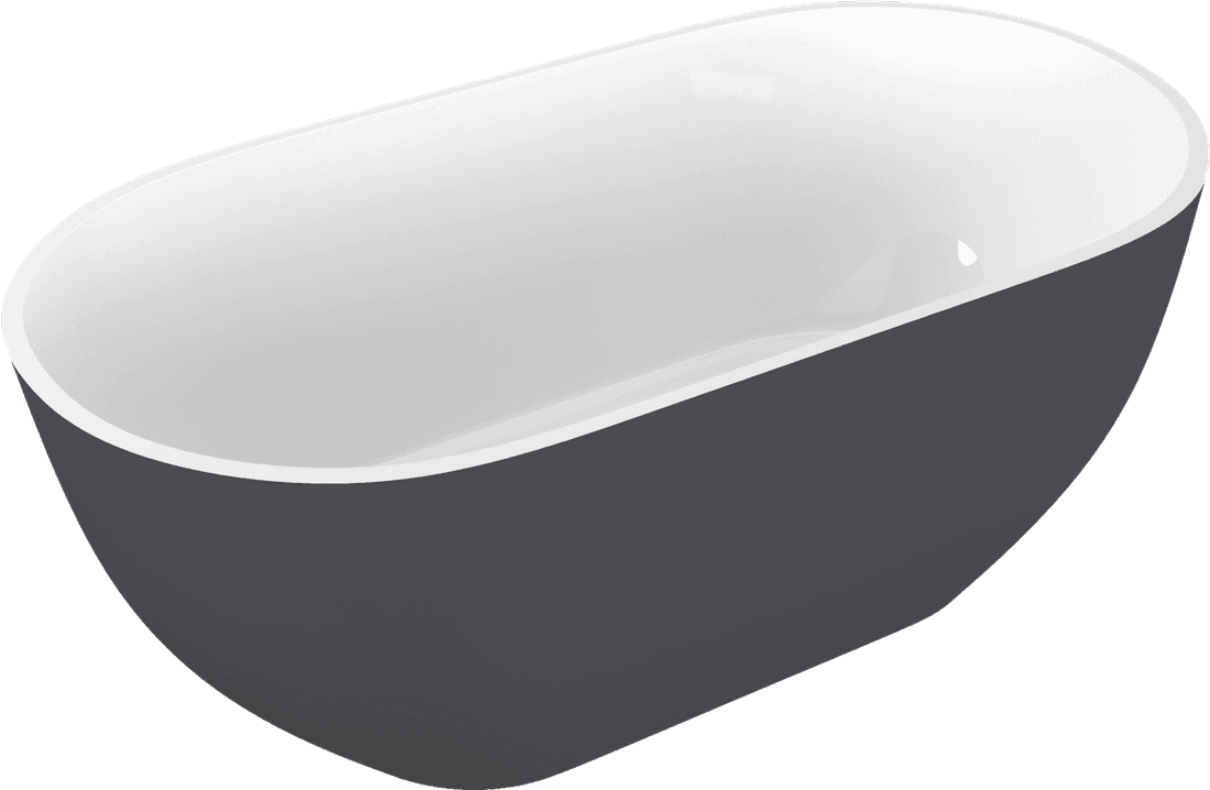 REDUTA wanna wolnostojąca 150x75x58cm, kompozyt, biały/antracyt mat