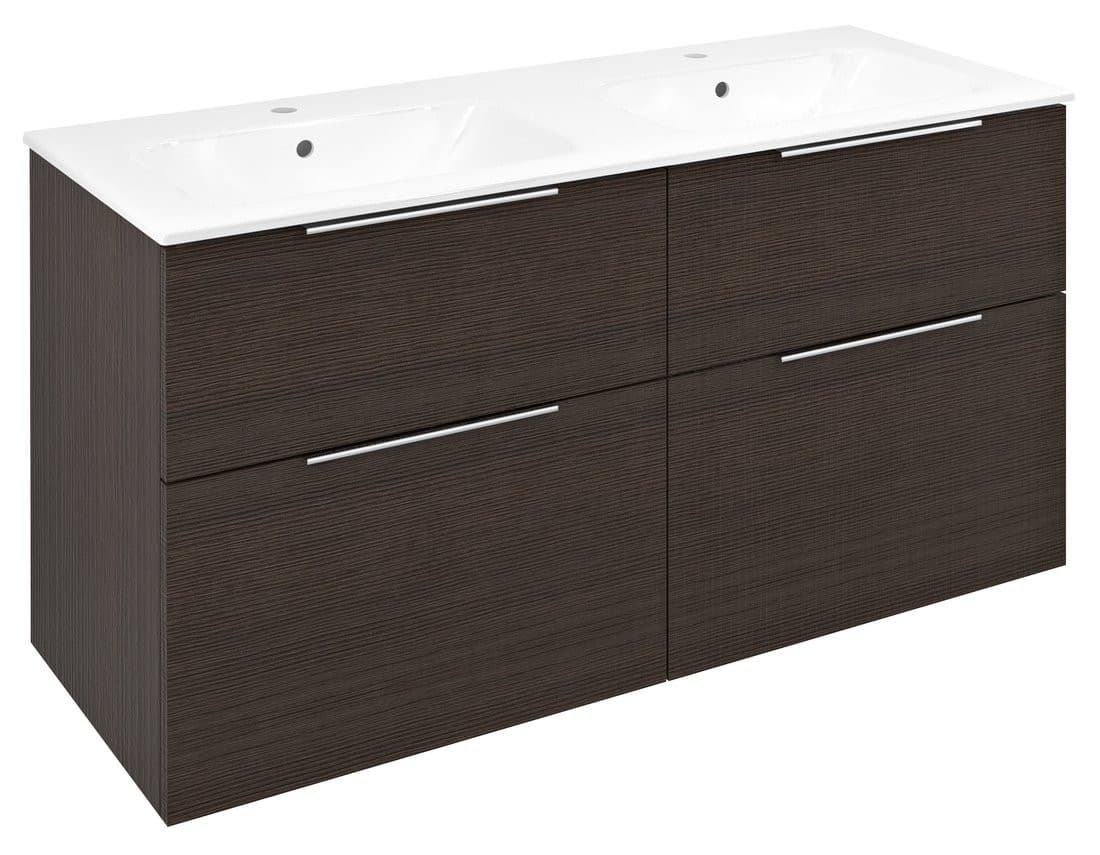 CIRASA szafka umywalkowa z podwójną umywalką 121x66x46cm, rustykalna pinia