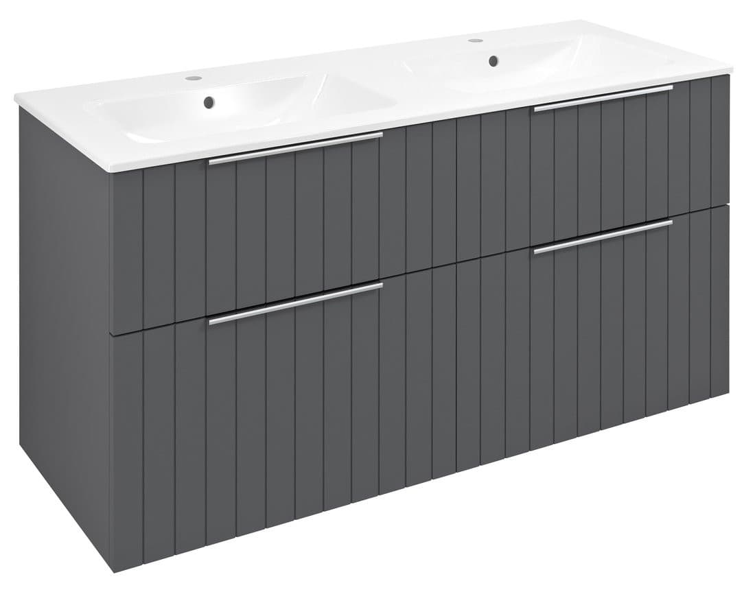 CIRASA szafka umywalkowa z podwójną umywalką 121x66x46cm, carina strip