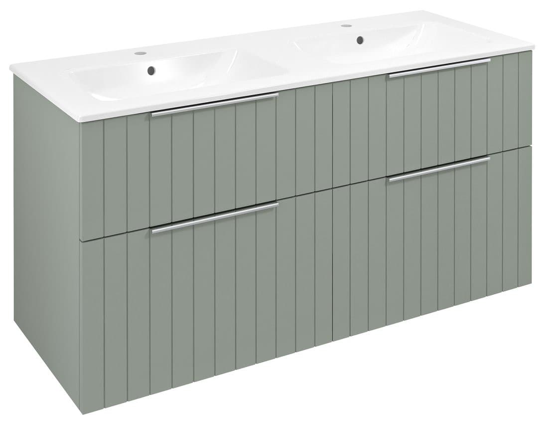 CIRASA szafka umywalkowa z podwójną umywalką 121x66x46cm, verde strip