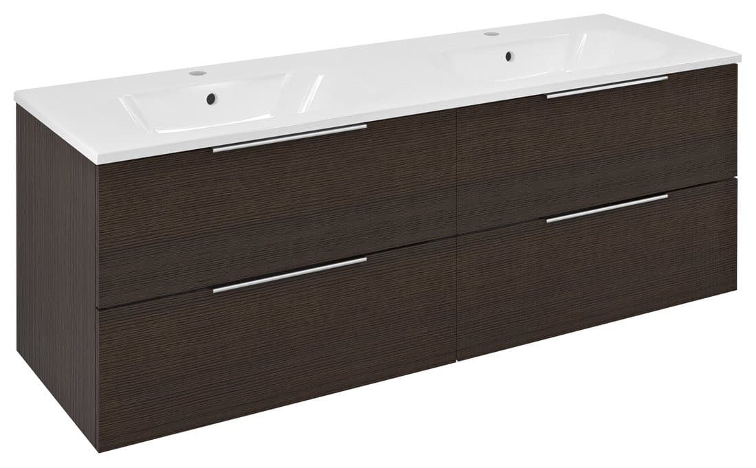 CIRASA szafka umywalkowa z podwójną umywalką 141x54x46cm, rustykalna pinia