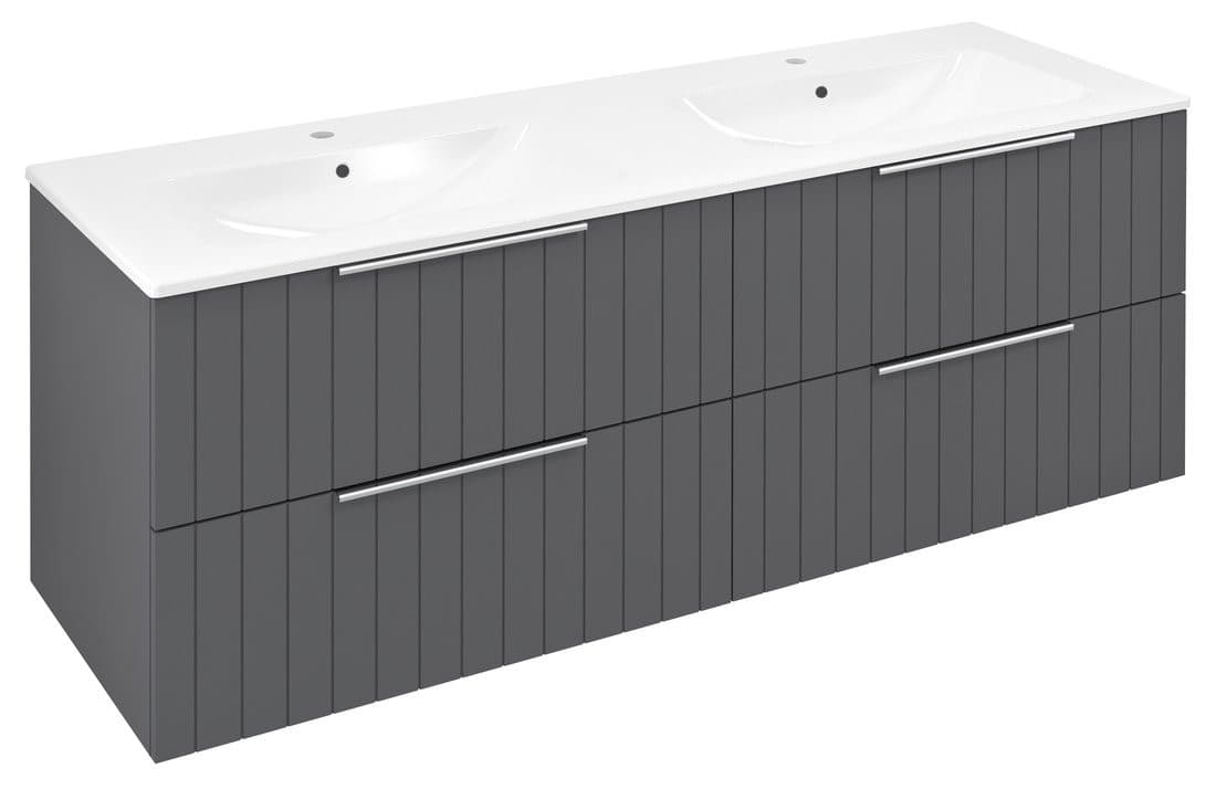 CIRASA szafka umywalkowa z podwójną umywalką 141x54x46cm, carina strip