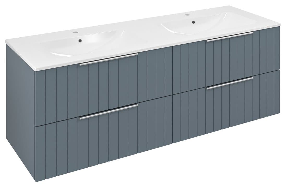 CIRASA szafka umywalkowa z podwójną umywalką 141x54x46cm, siena strip