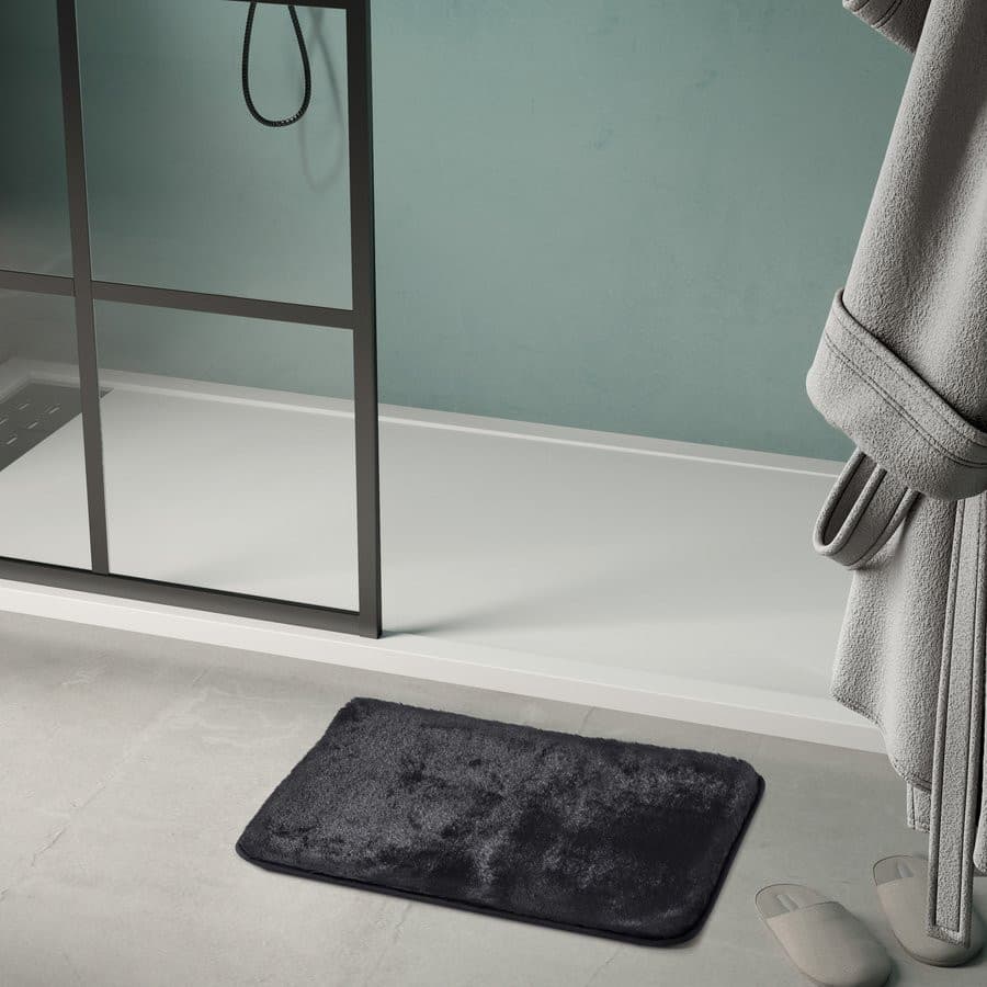 FUZZY dywanik łazienkowy, 50x80cm, 100% polyester, antypoślizgowy, czarny