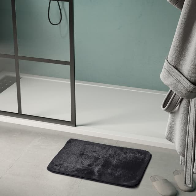 FUZZY dywanik łazienkowy, 50x80cm, 100% polyester, antypoślizgowy, czarny