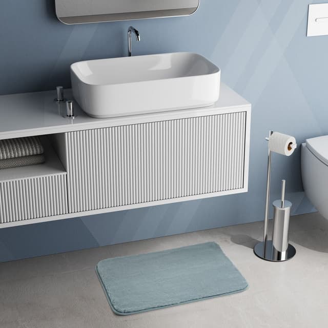 FUZZY dywanik łazienkowy, 50x80cm, 100% polyester, antypoślizgowy, azzuro