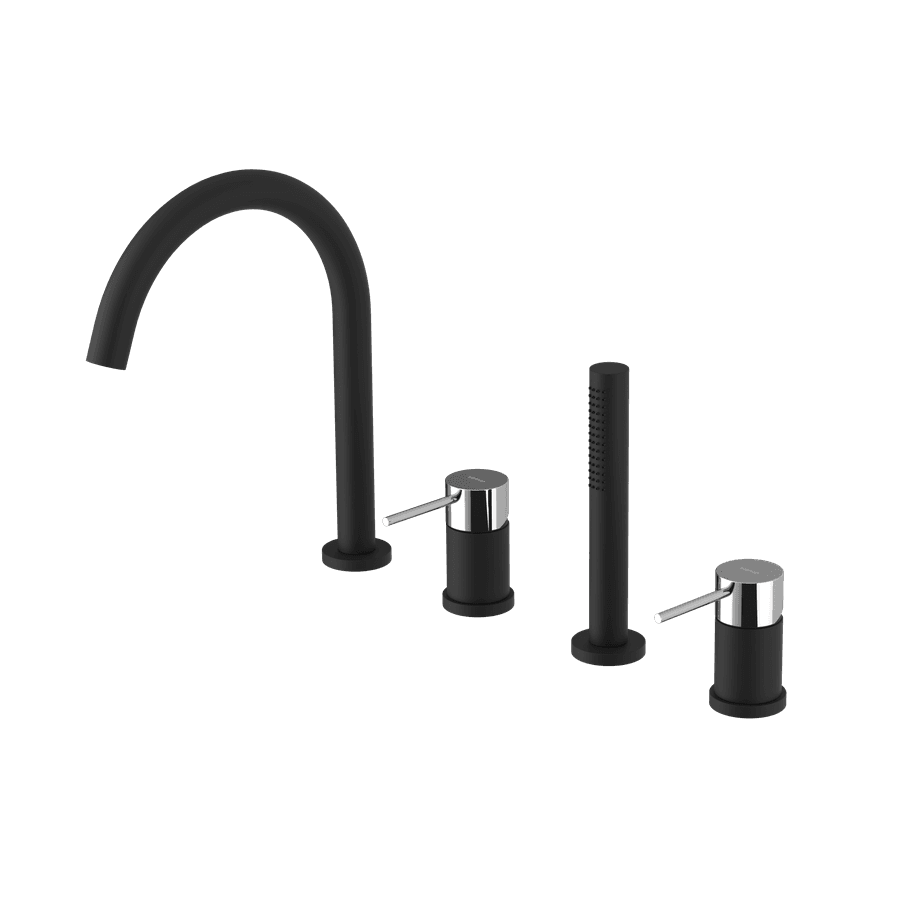 ULTRAMIX 4-otworowa bateria wannowa na brzeg wanny, czarny mat/chrom